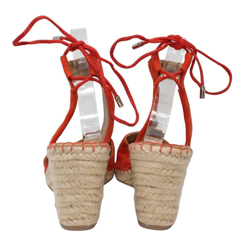 Franco Sarto L Markiska Esparilles 9M Orange Suede Beige Jute Wedge Sandal Heels - Picture 6 of 12